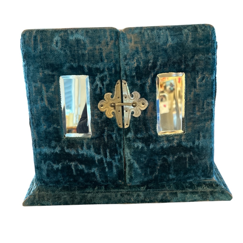 Antique Victorian velvet mirror photo album